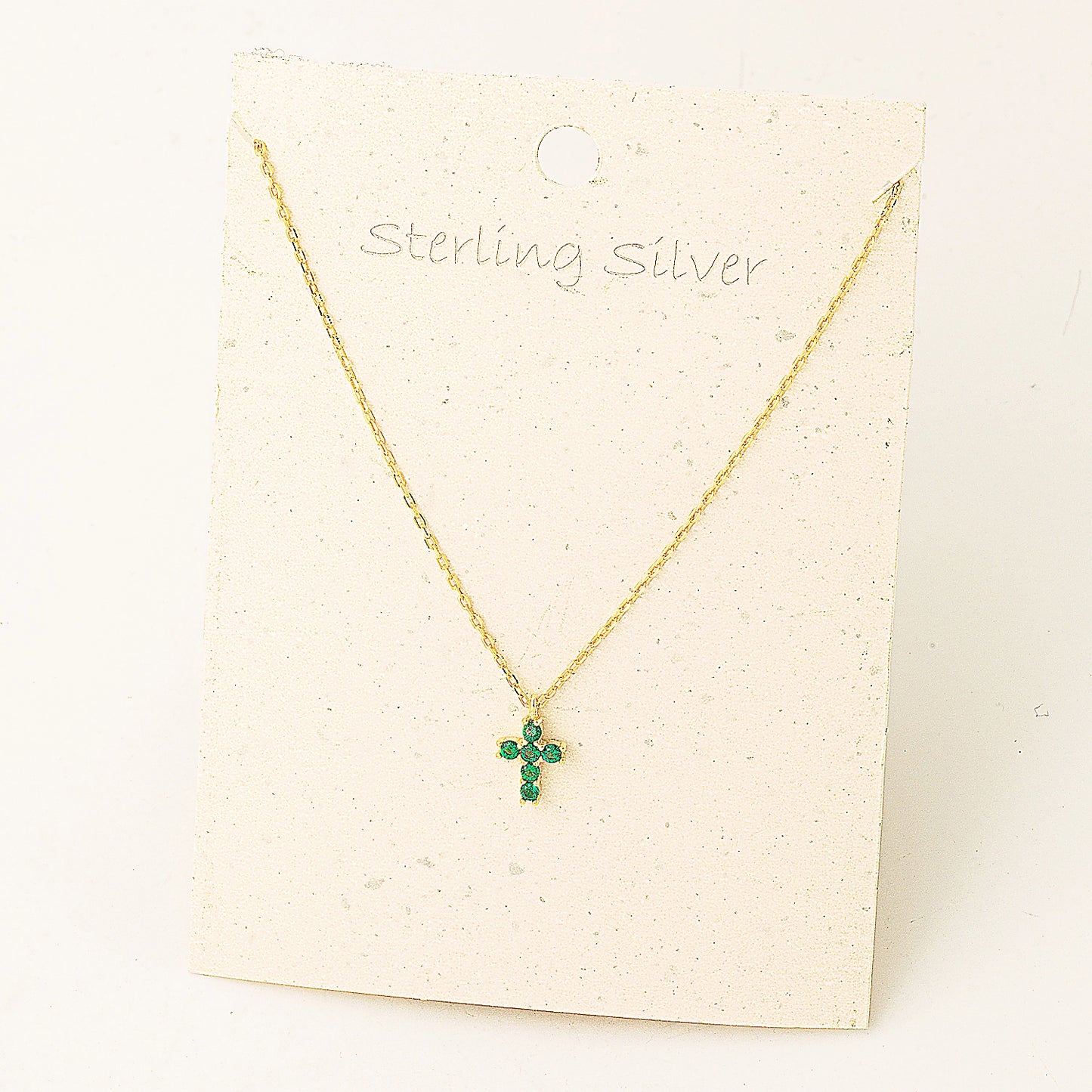 Sterling Silver Gem Cross Necklace