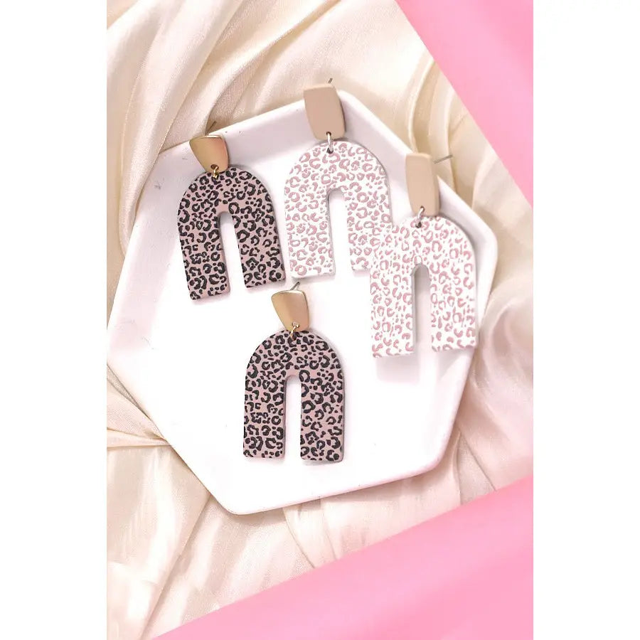 Animal Print U Drop Earrings