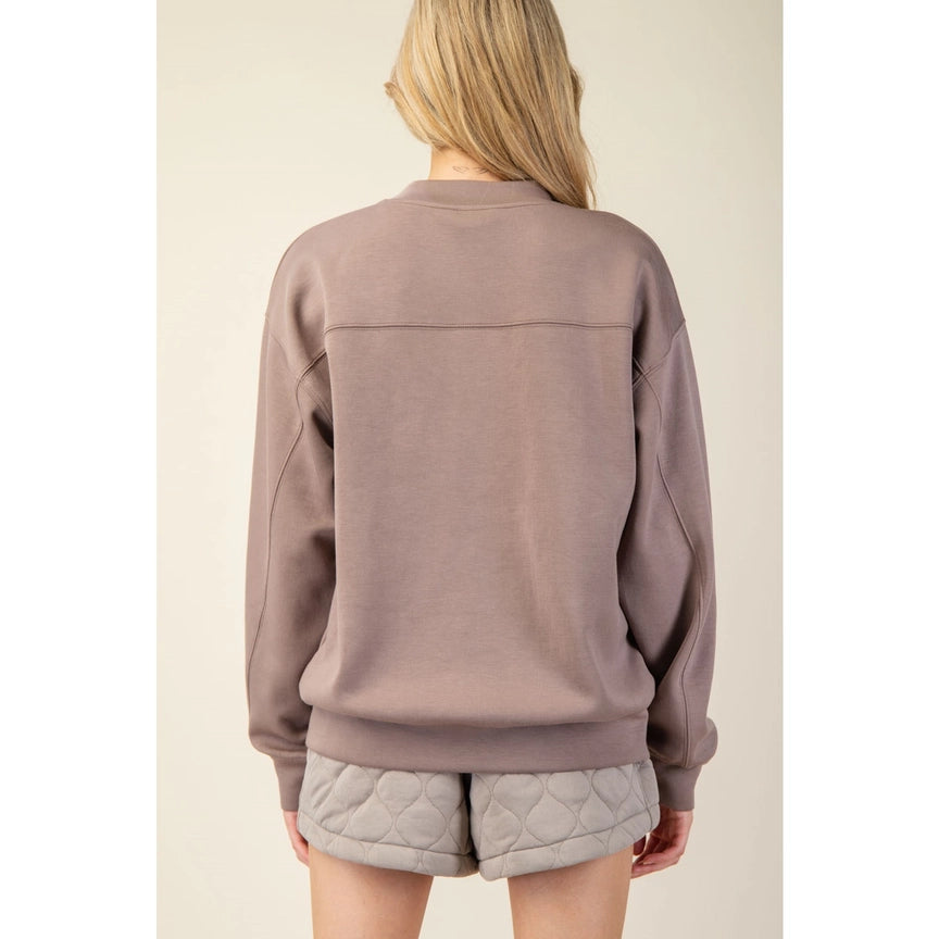 Mocha Classy Mock Neck Pullover