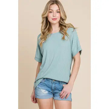 Rib Knit T-Shirt Sage