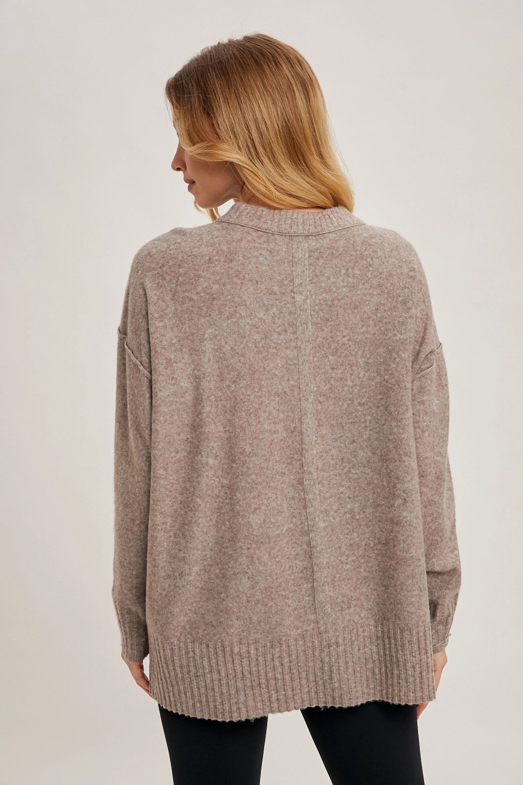 Crew Neck Knit Sweater Pullover Holiday Latte