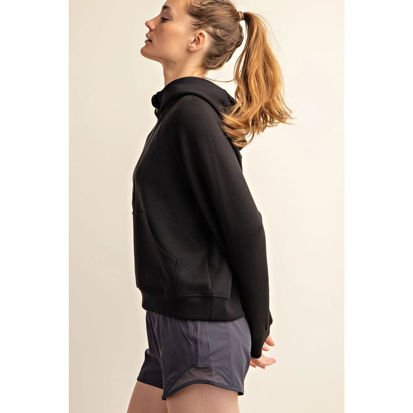 Black Classy Quarter Zip Hoodie