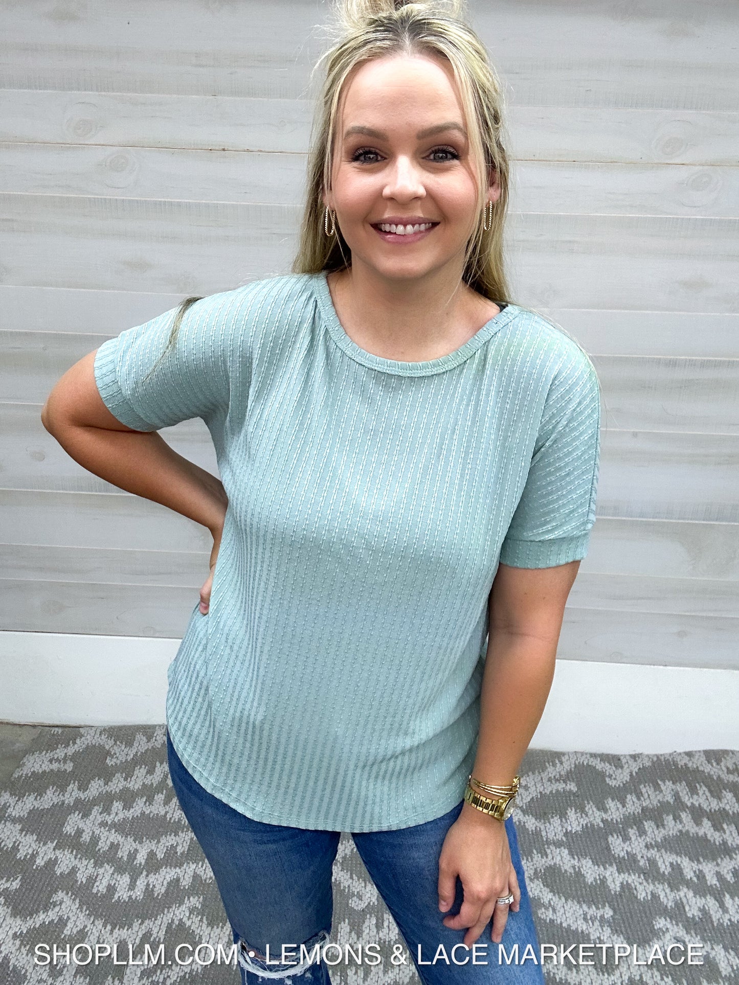 Rib Knit T-Shirt Sage