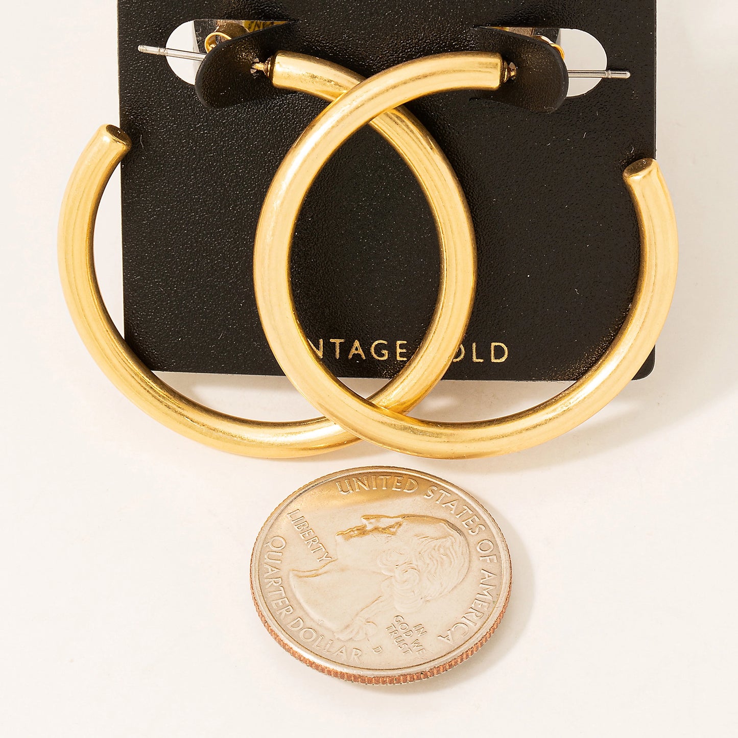 Small Vintage Gold Metallic Tube Hoop Earrings