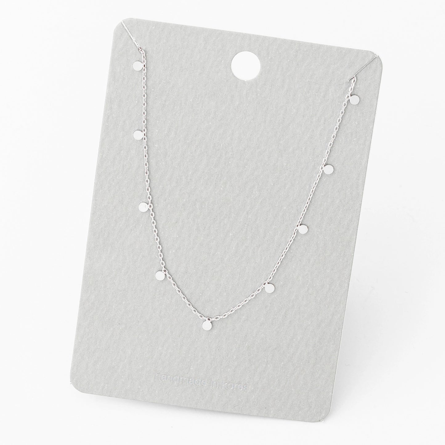Mini Disc Drop Necklace in Silver