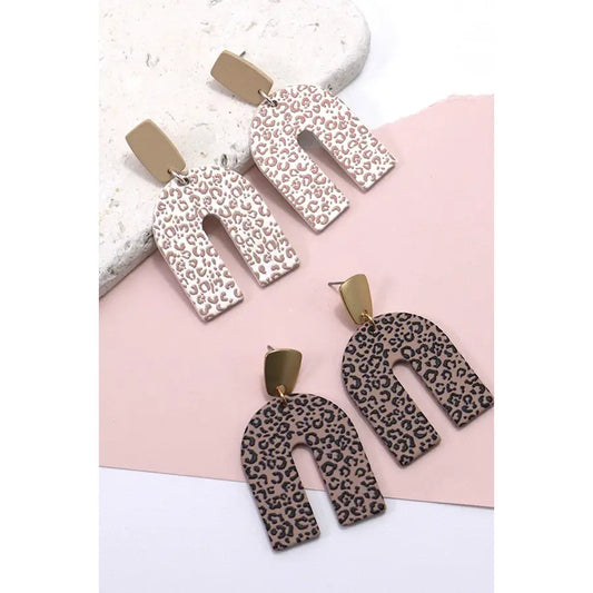 Animal Print U Drop Earrings