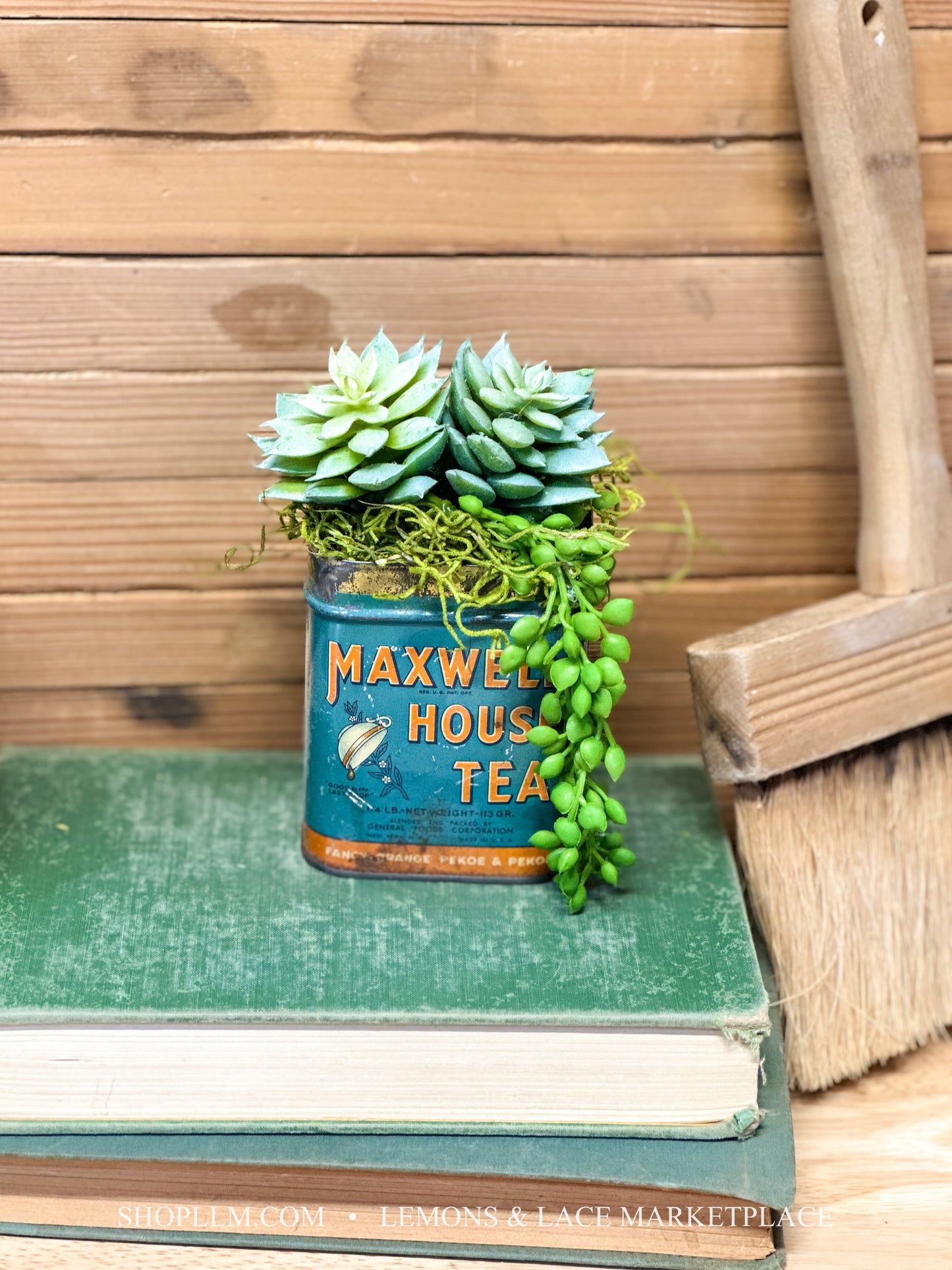 Maxwell House Tea Tin Succulent Floral