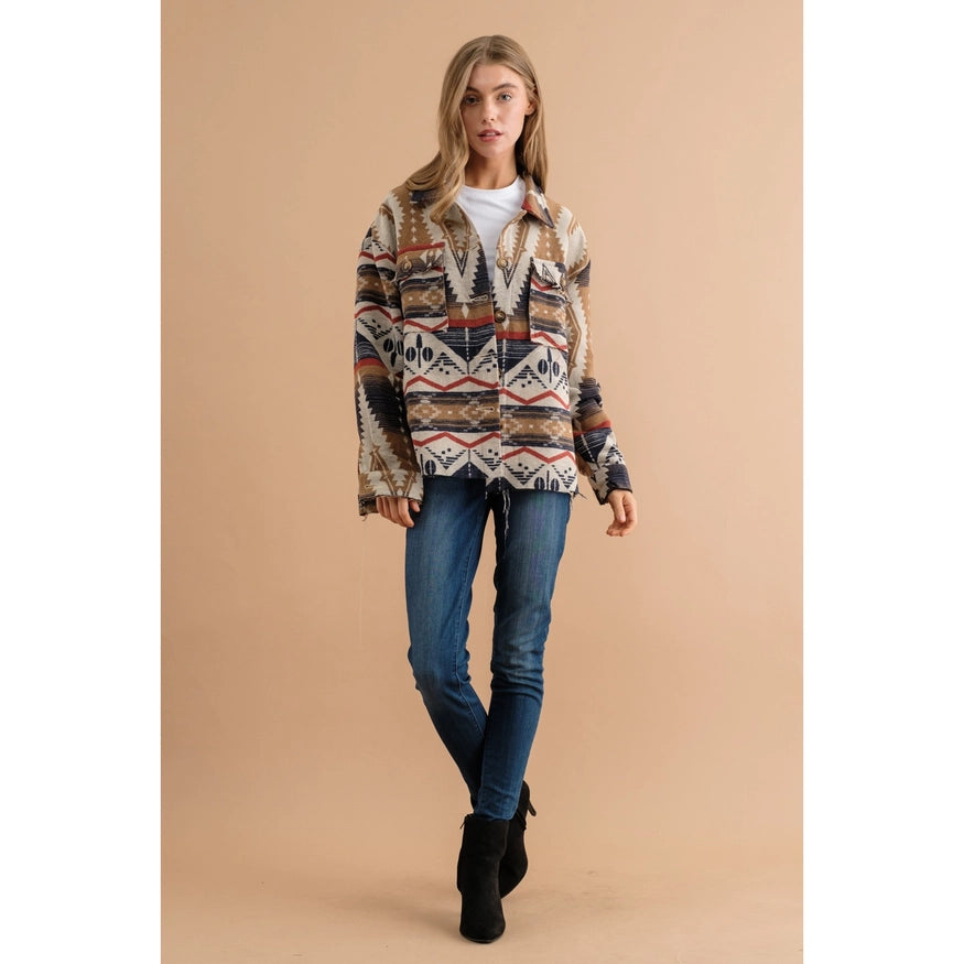 Tribal Aztec Button Down Shacket