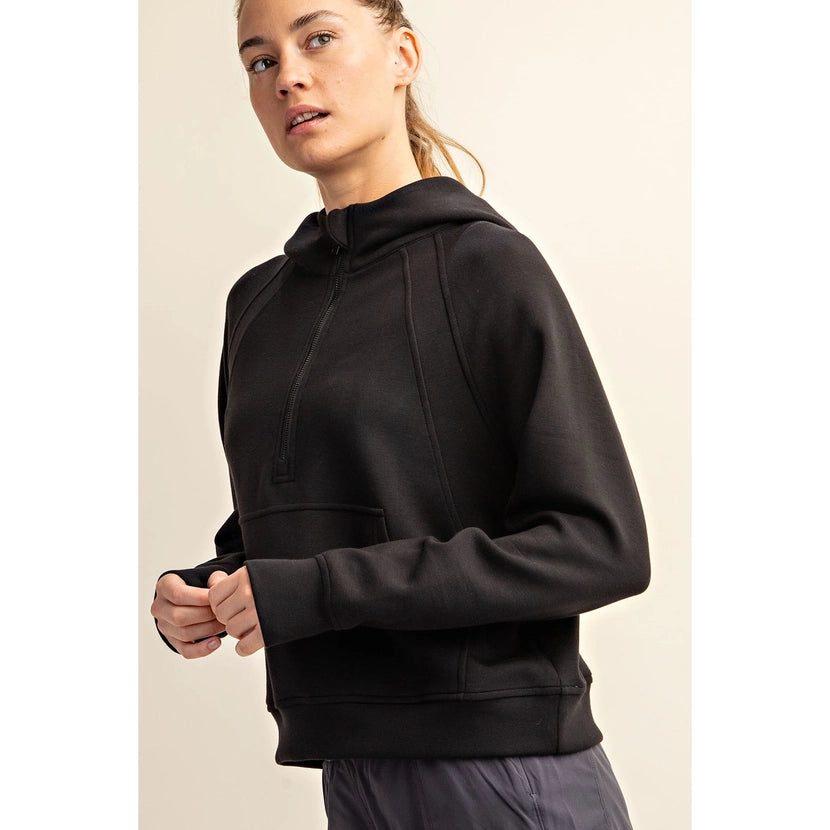 Black Classy Quarter Zip Hoodie