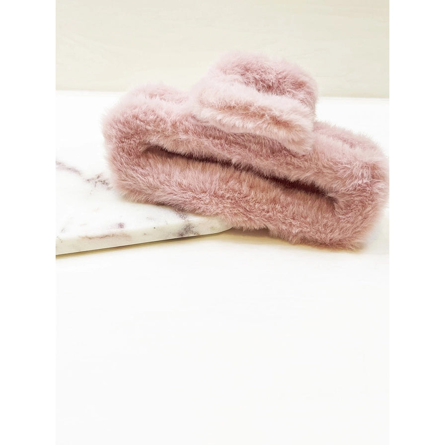 Jumbo Rectangle Faux Fur Plush Hair Jaw Clip