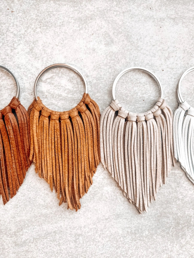 Brown Cascade Fringe Hoops Earrings