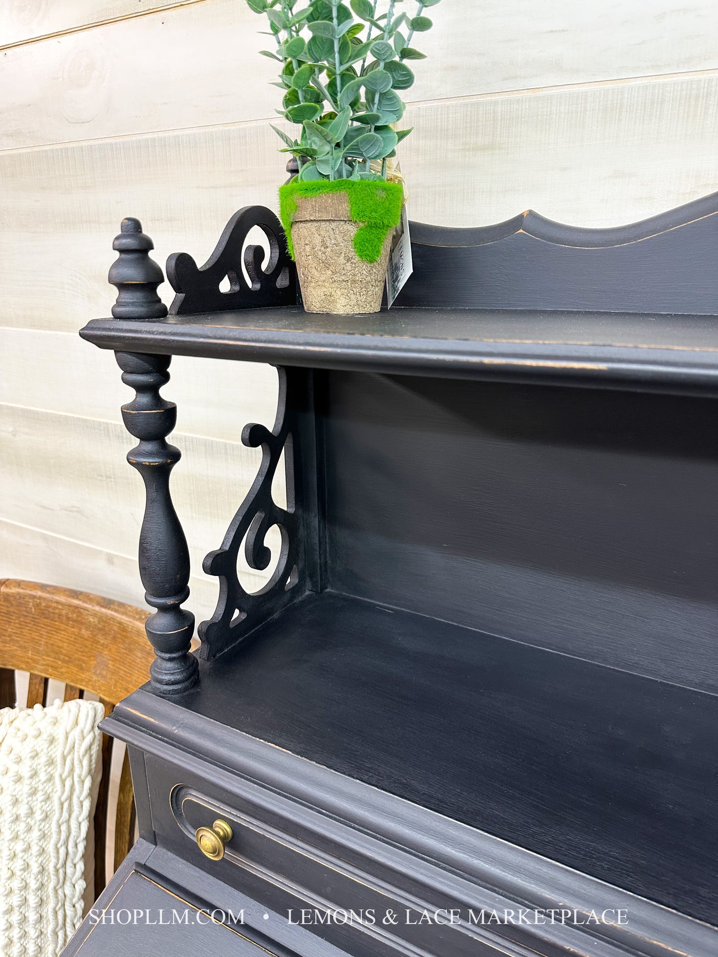 Athenian Black Secretary Desk