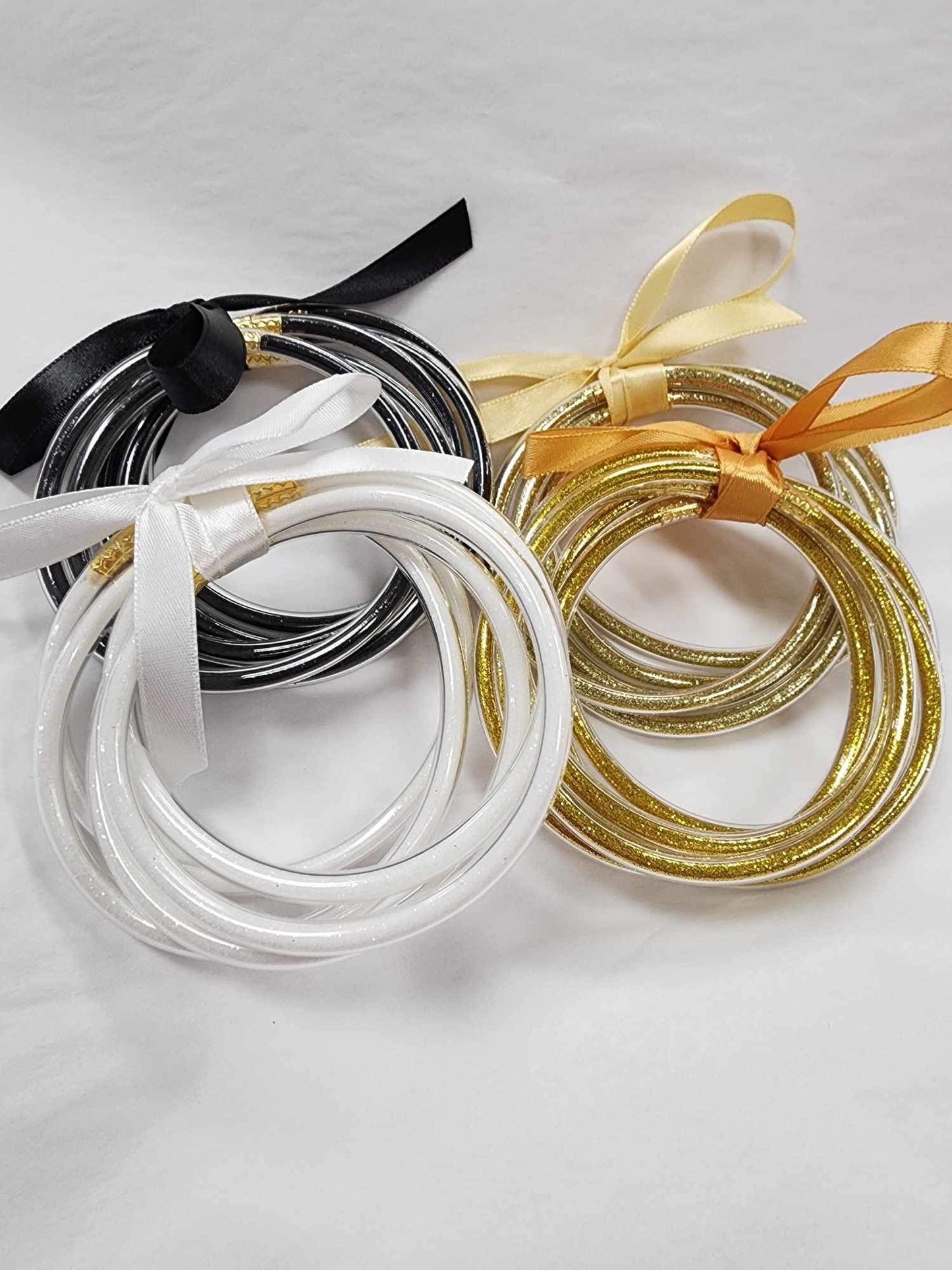 White Jelly Tube Guitar Bracelet Set