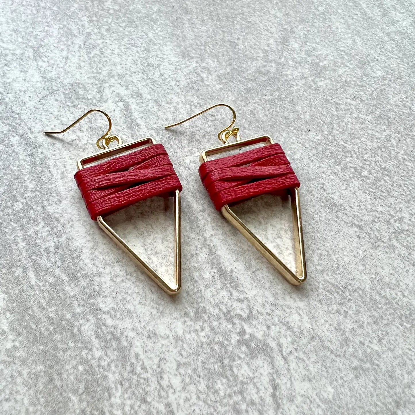 Red Weaved Leather Earring