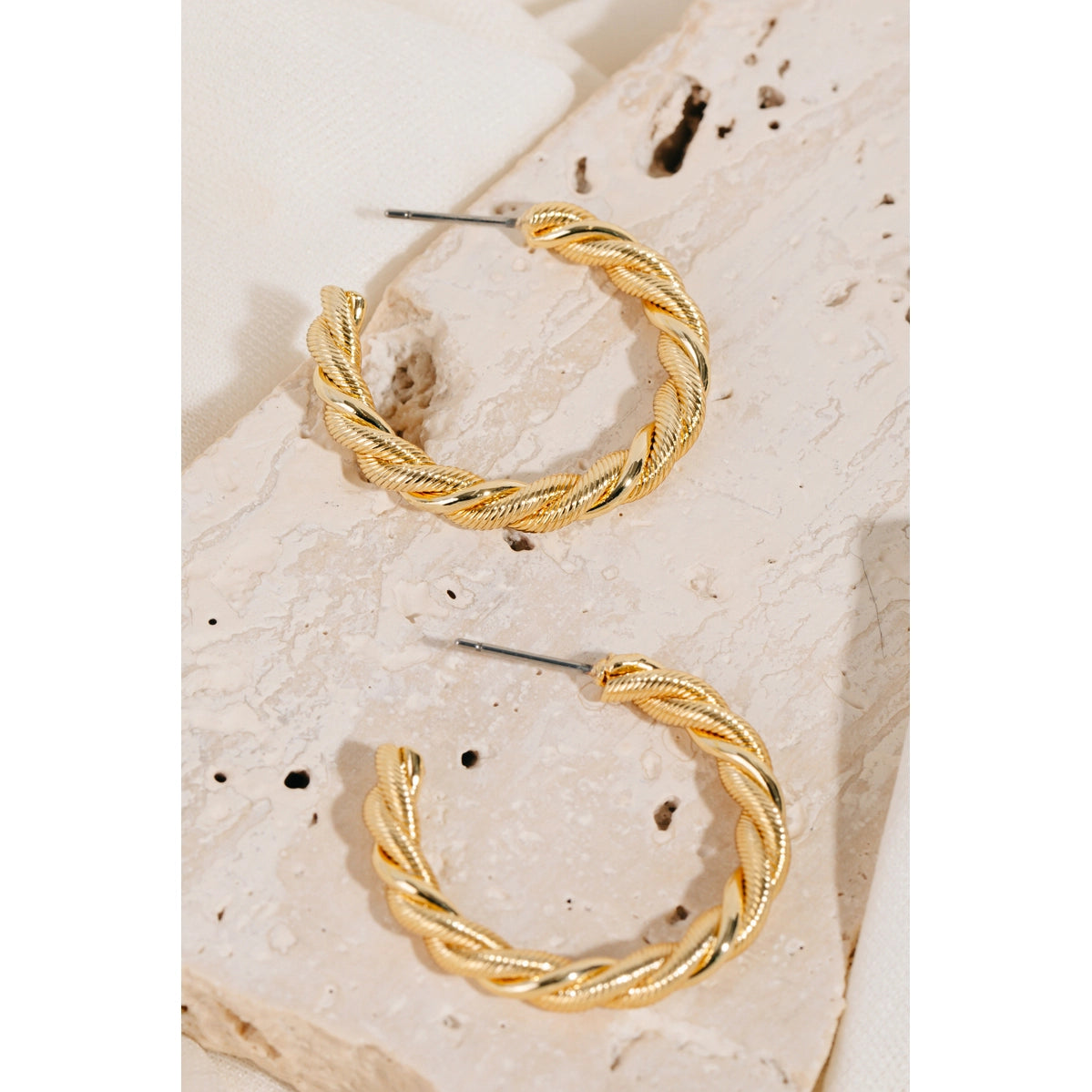 Gold Dipped Twisted Hoop Earrings