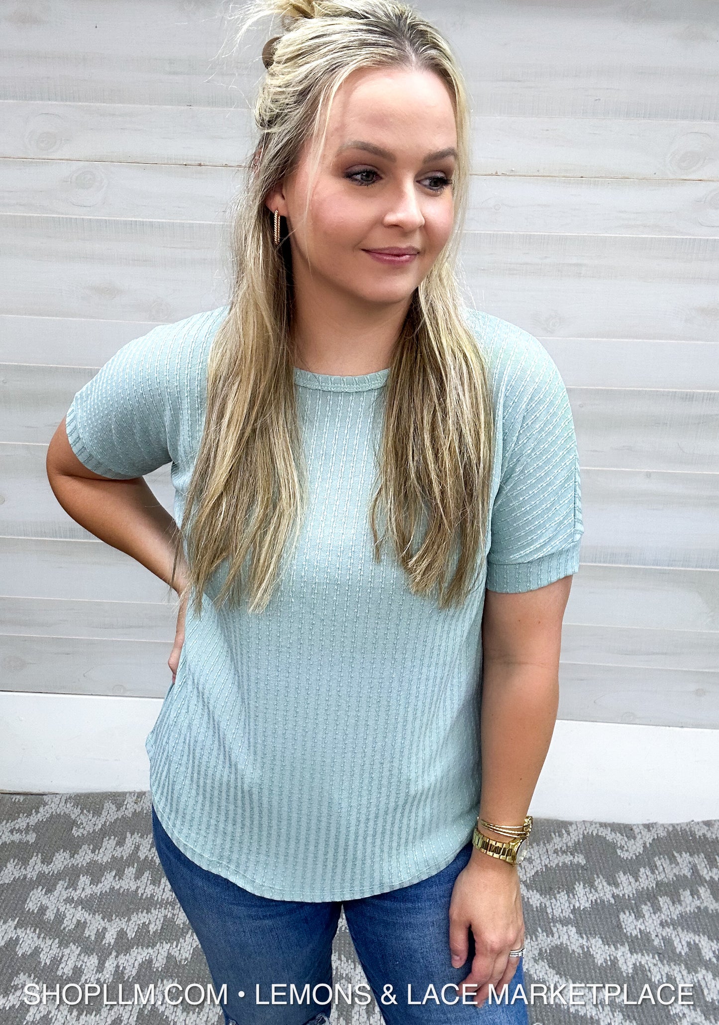 Rib Knit T-Shirt Sage