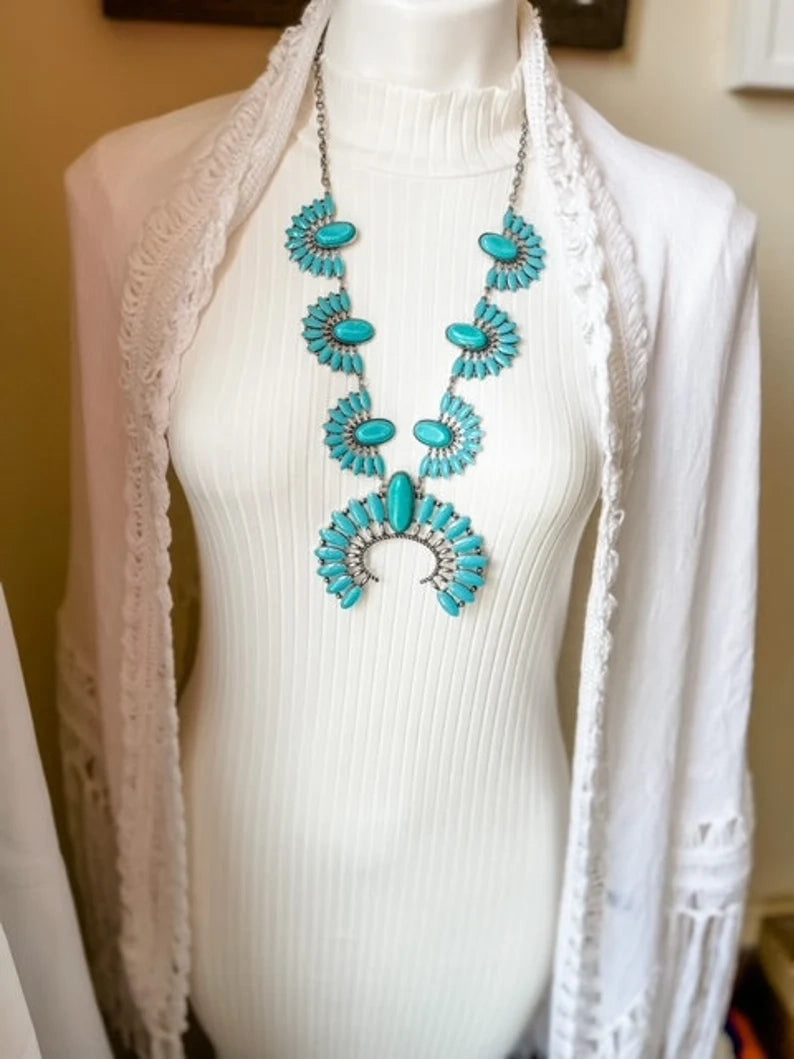Western Squash Blossom Pendant Necklace