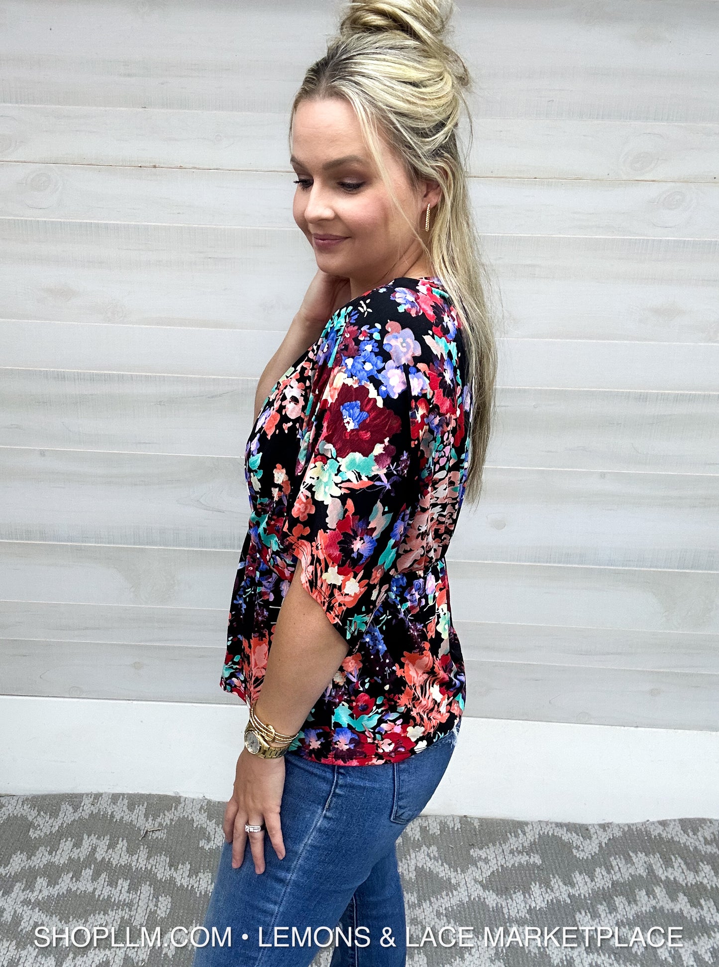 Vivid Floral Wrap Top