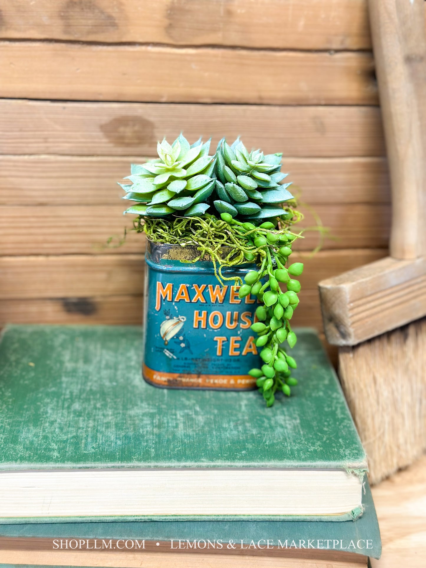 Maxwell House Tea Tin Succulent Floral
