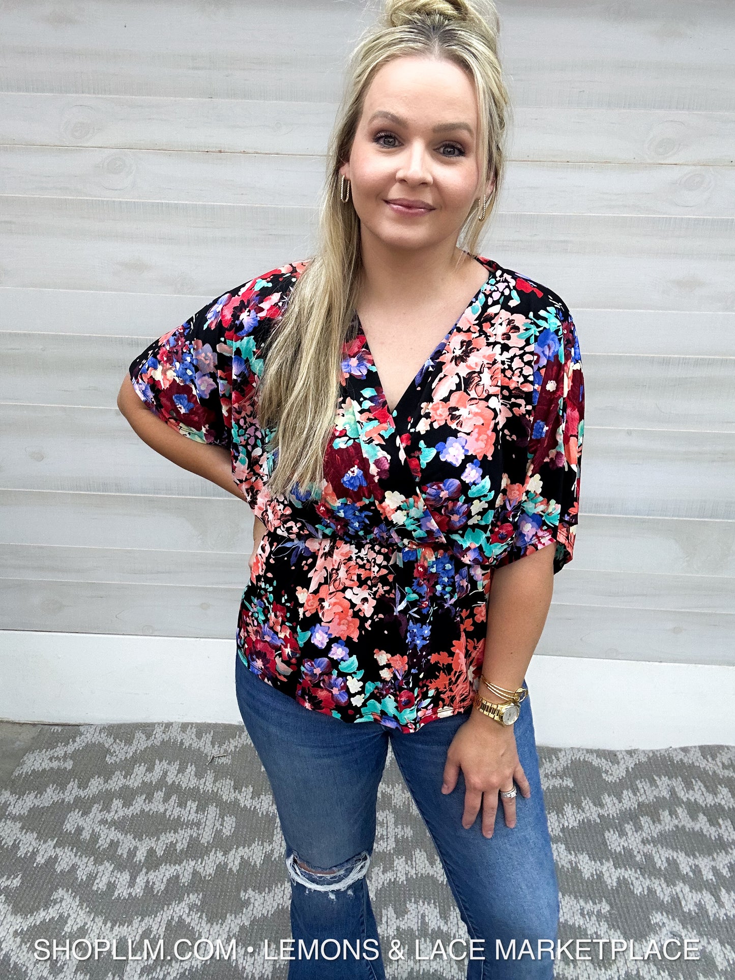 Vivid Floral Wrap Top