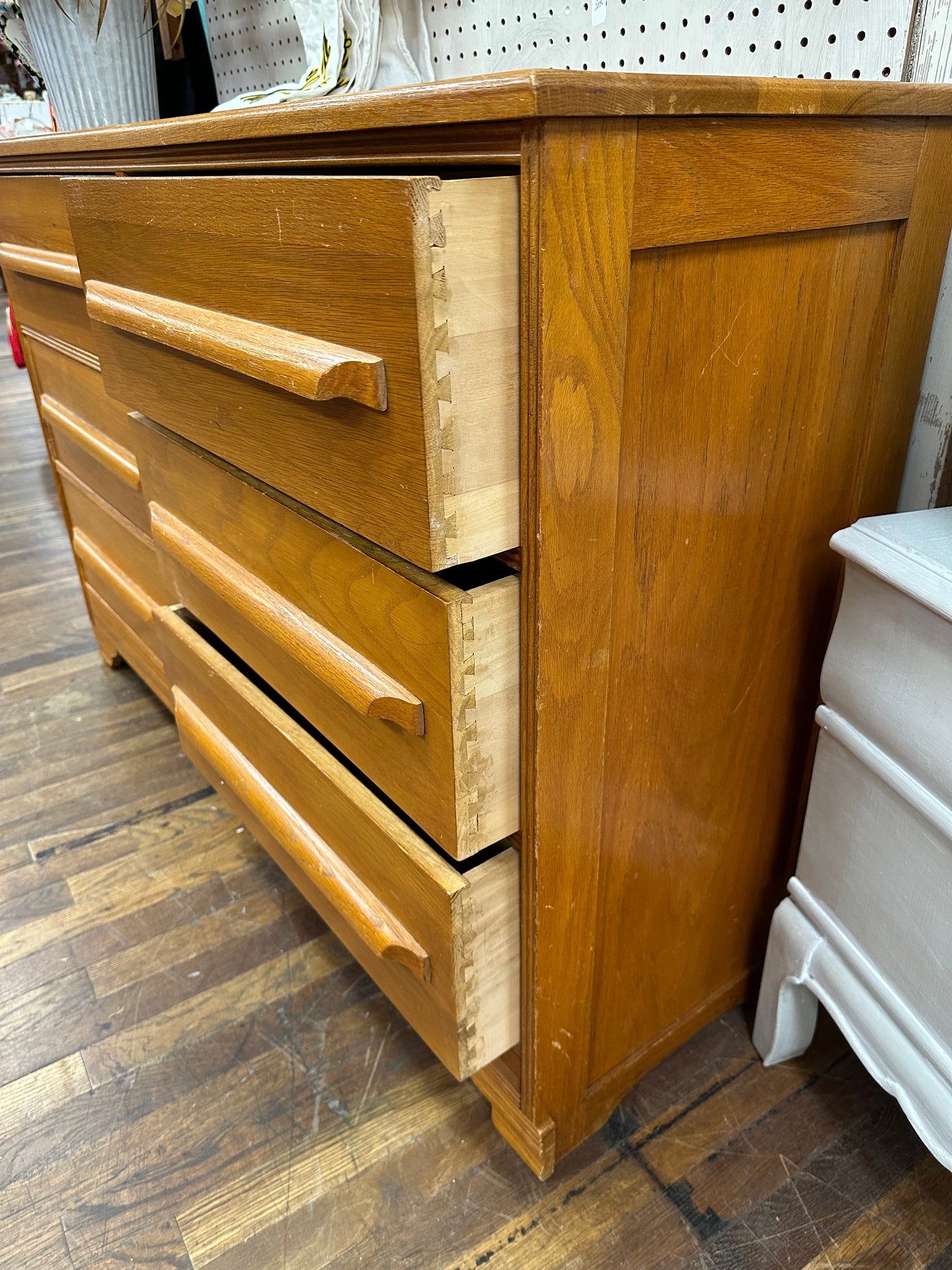 Oak 6 Drawer Chest MCM Wooden Pulls