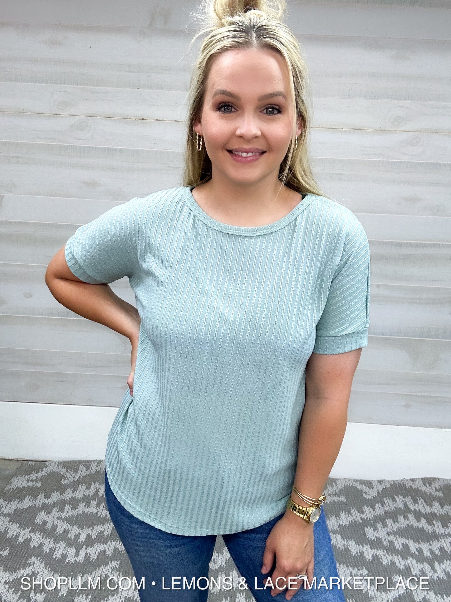 Rib Knit T-Shirt Sage