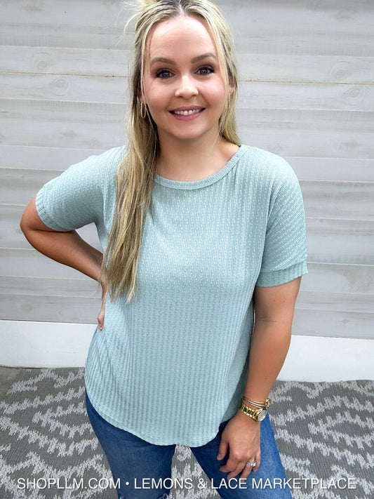 Rib Knit T-Shirt Sage