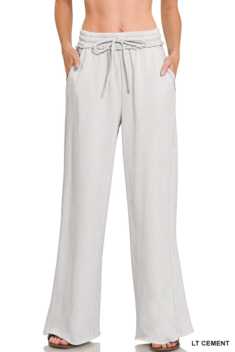 Acid Wash Fleece Sweatpants with Pockets