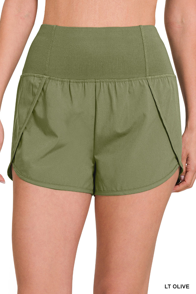 High waisted olive shorts online