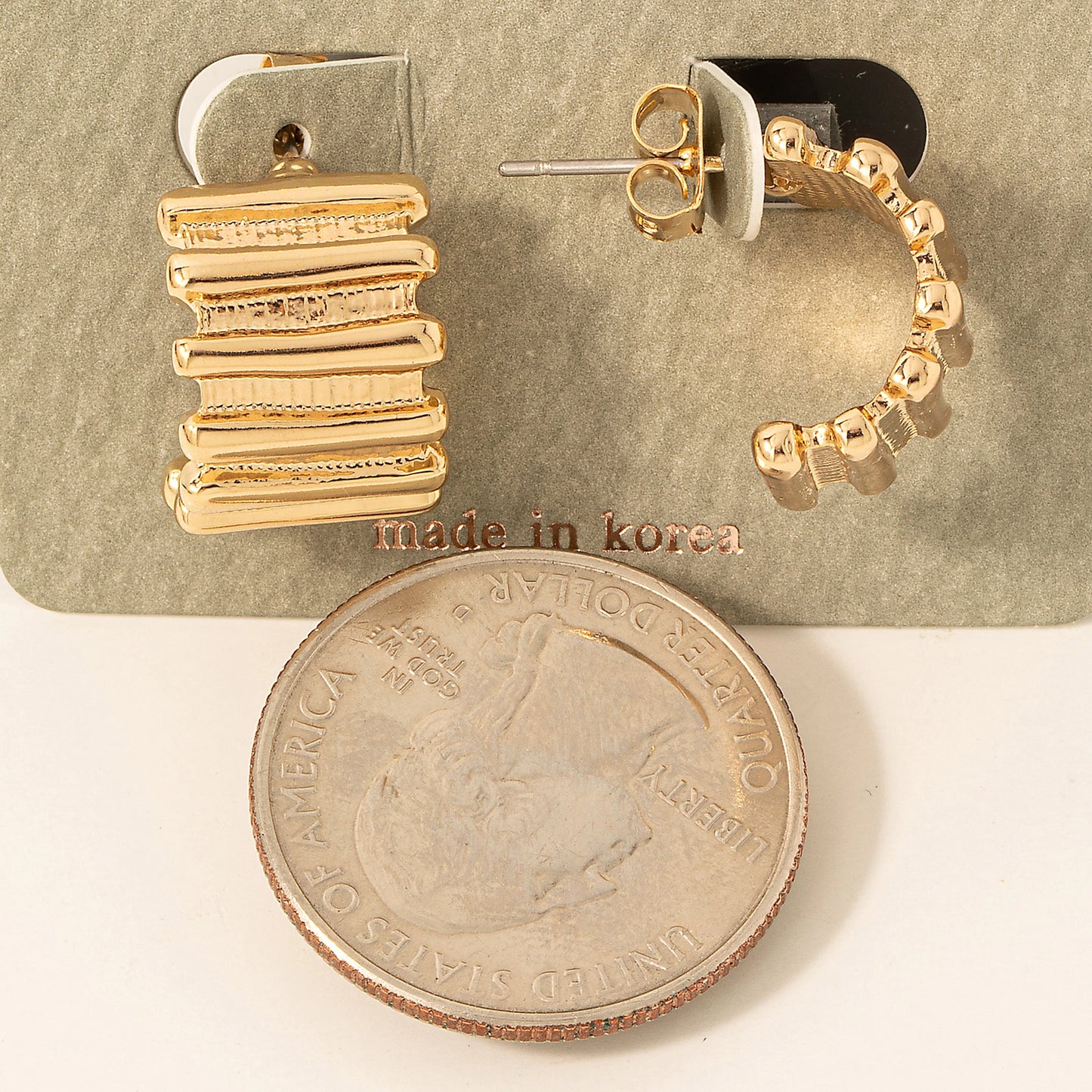 Wide Bar Hoop Earrings in Gold