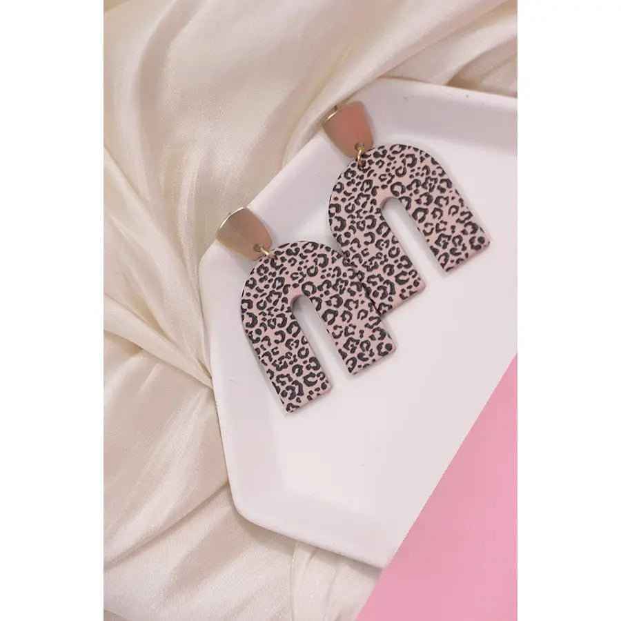 Animal Print U Drop Earrings