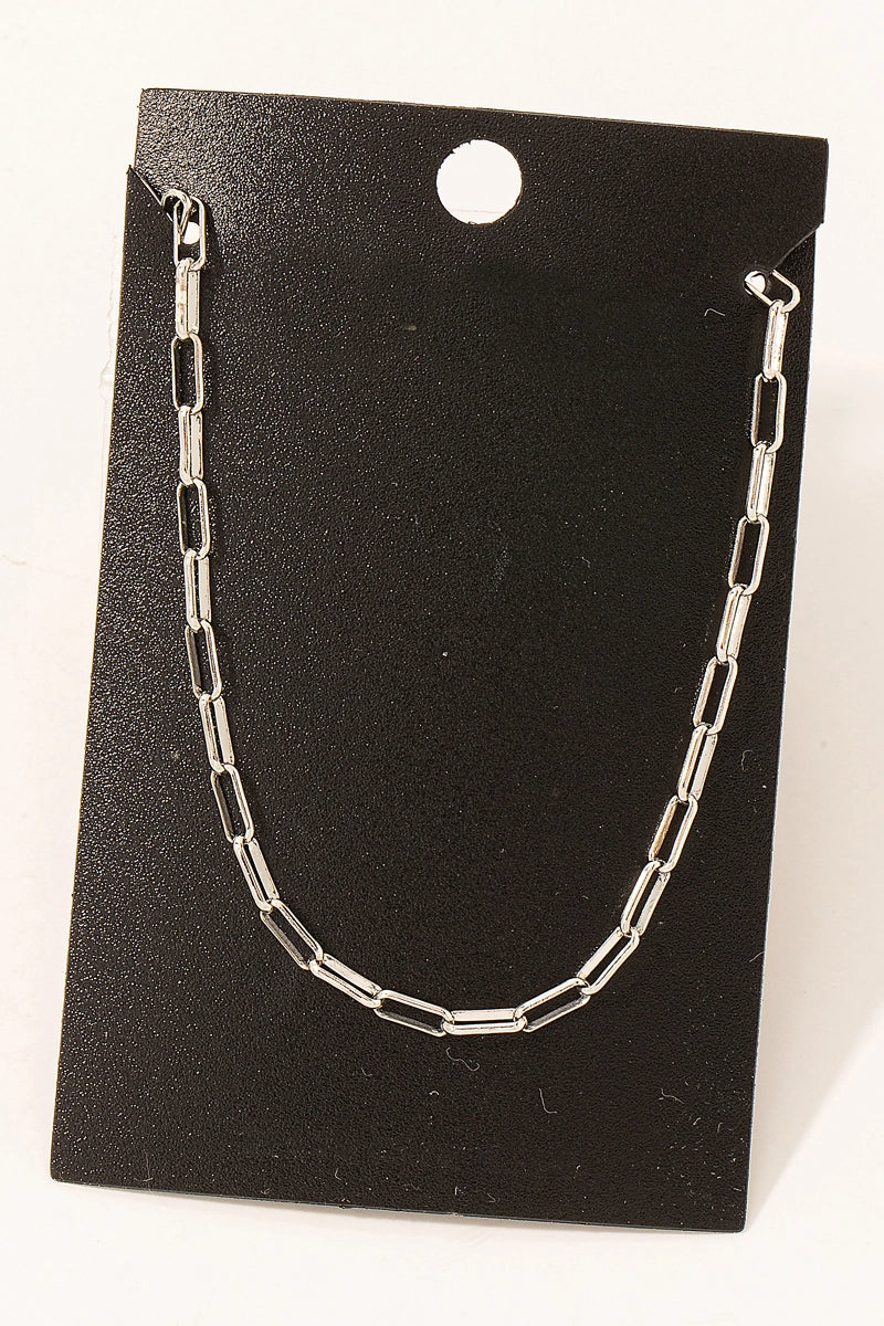 Gold Dipped Rectangle Chain Link Necklace in Silver