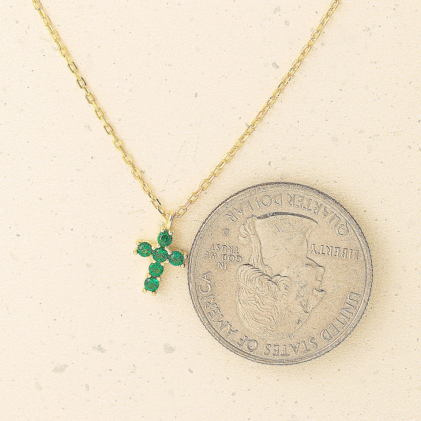 Sterling Silver Gem Cross Necklace