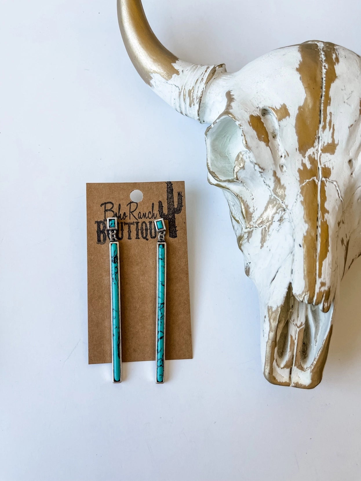 Black Bar Stone Earrings