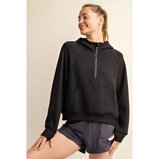 Black Classy Quarter Zip Hoodie
