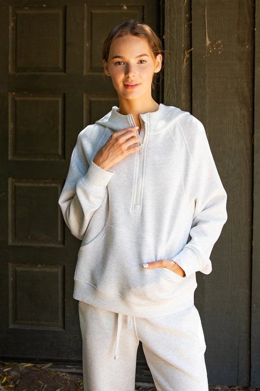 Light Heather Classy Quarter Zip Hoodie