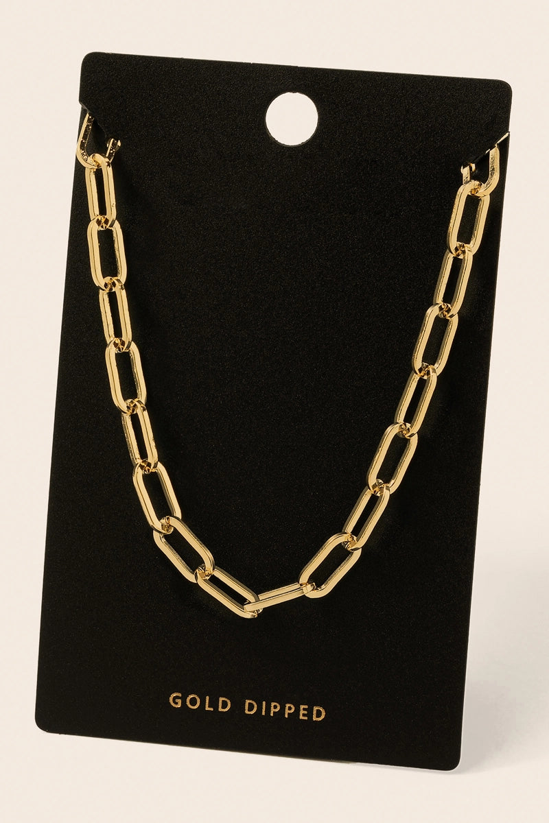 Dainty Oval Chain Link Necklace in Gold
