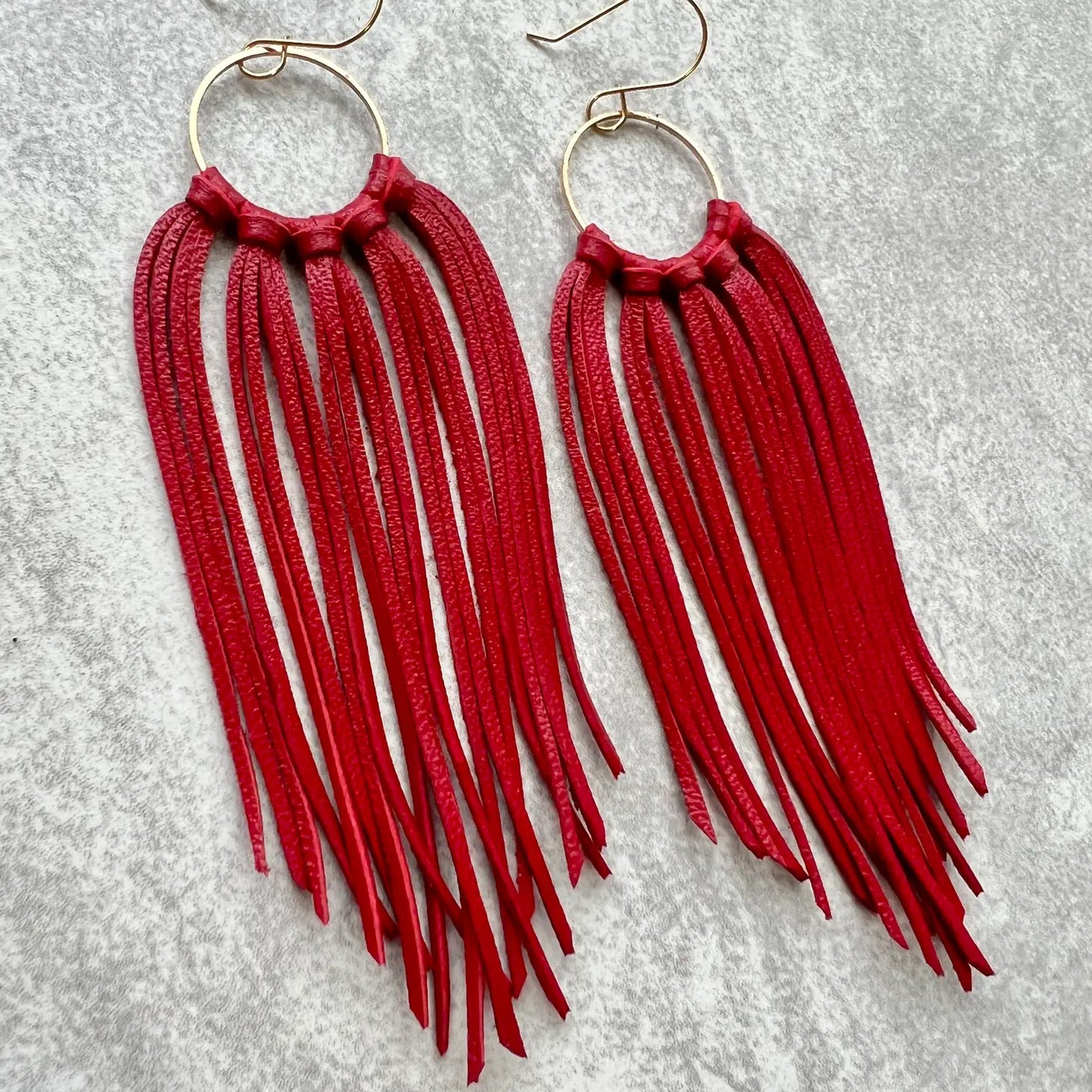 Red Big Sky Fringe Hoops