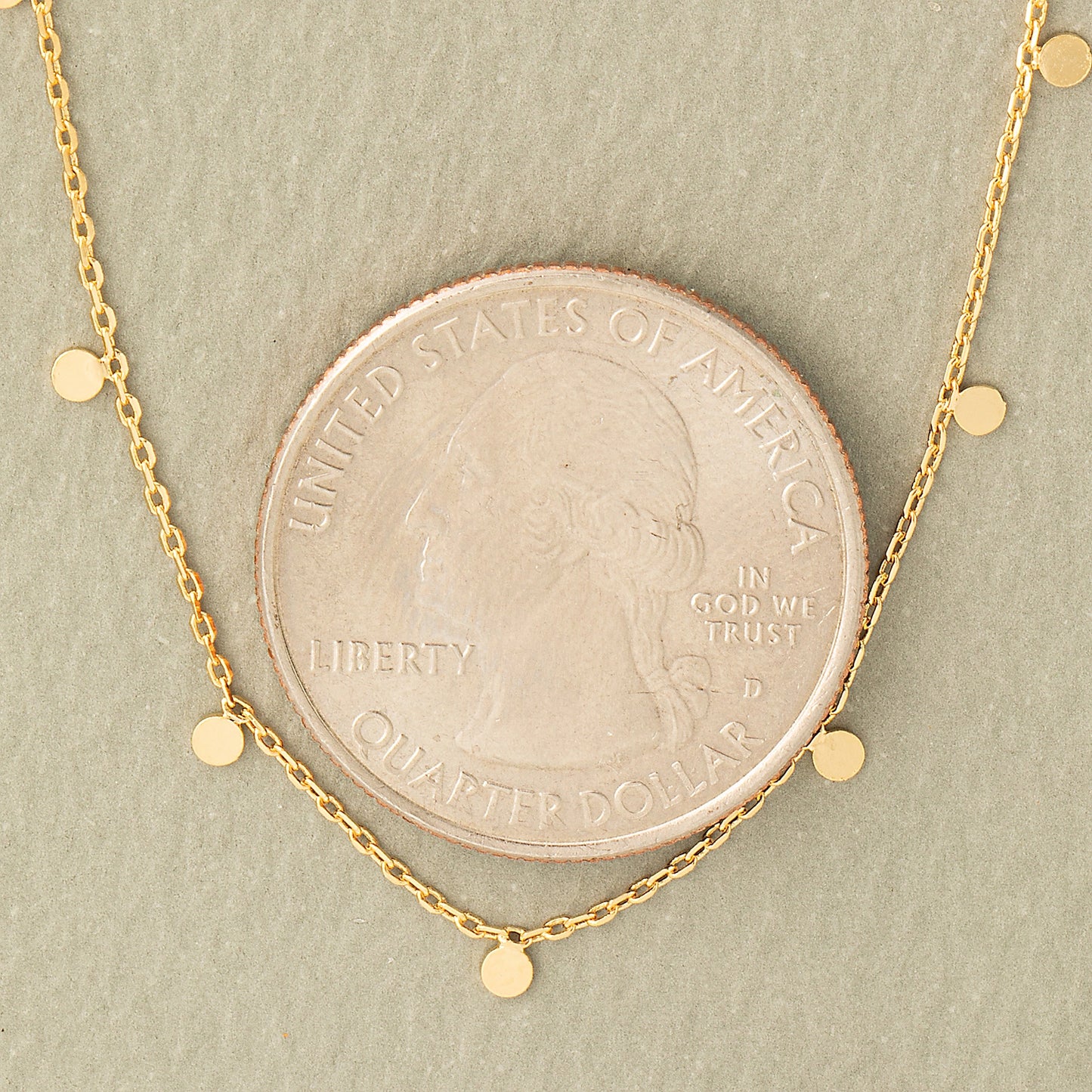 Mini Disc Drop Necklace in Gold