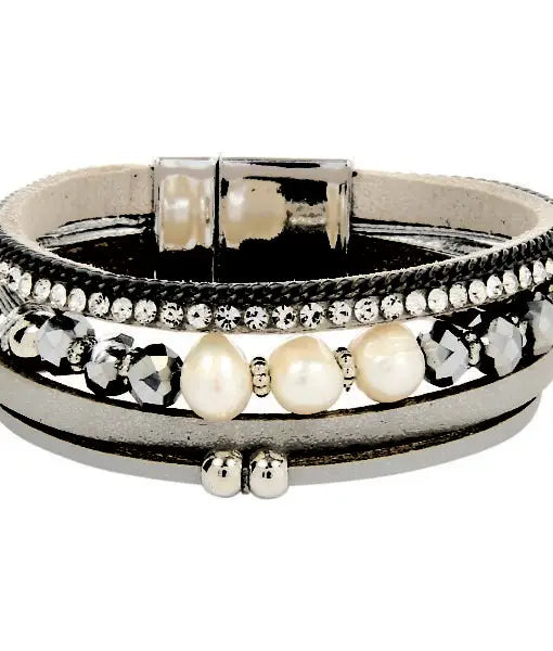 Multi-Stranded Pearls Glass Beads Bracelet