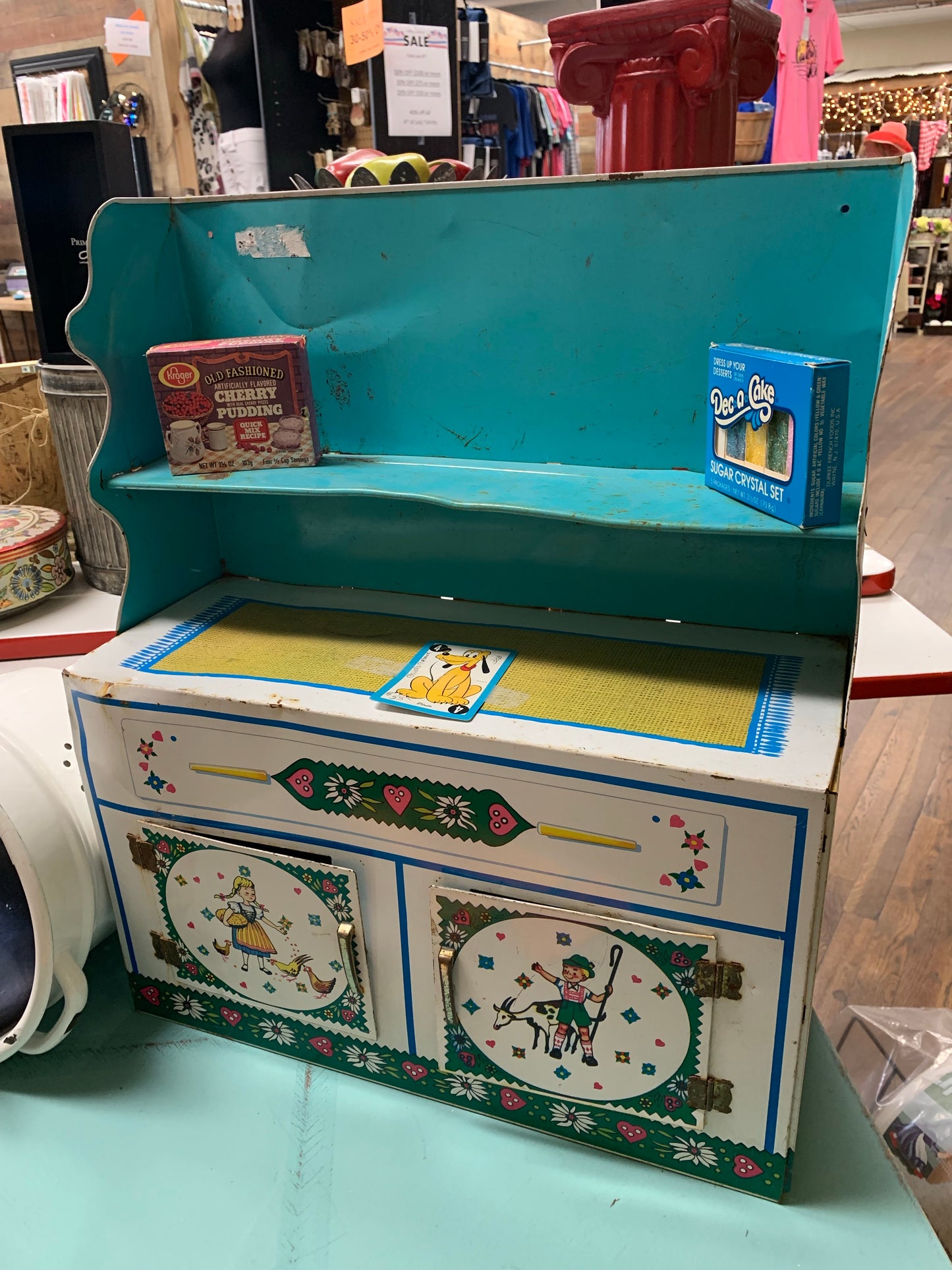 Antique Child’s Play Kitchen Cabinet Metal