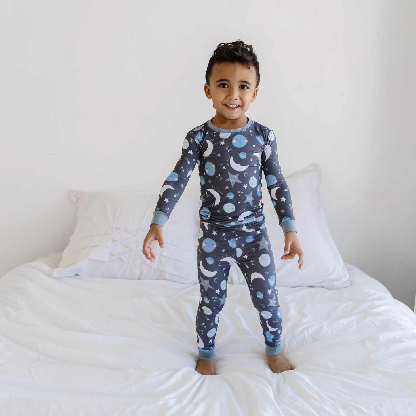 Blue To the Moon & Back Two-Piece Bamboo Viscose Pajama Set