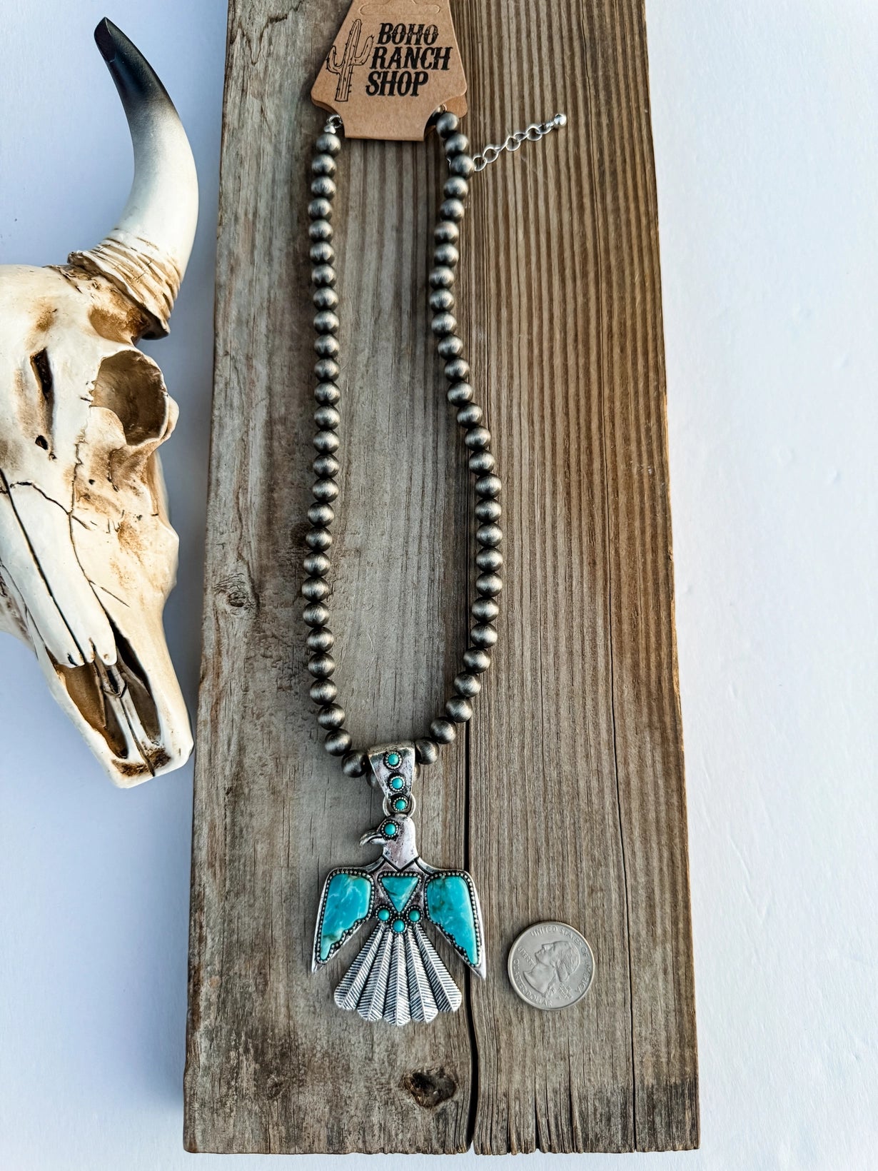 Western Navajo Turquoise Thunderbird Necklac