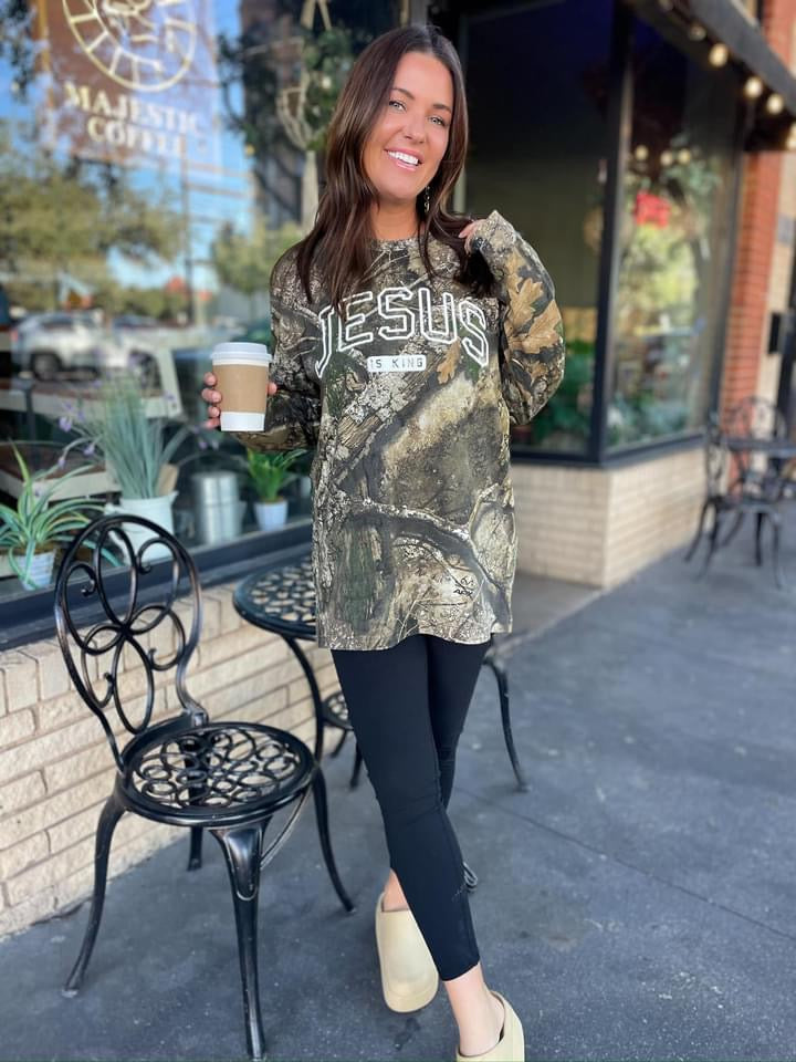 Jesus is King Long Sleeve Camo Tee