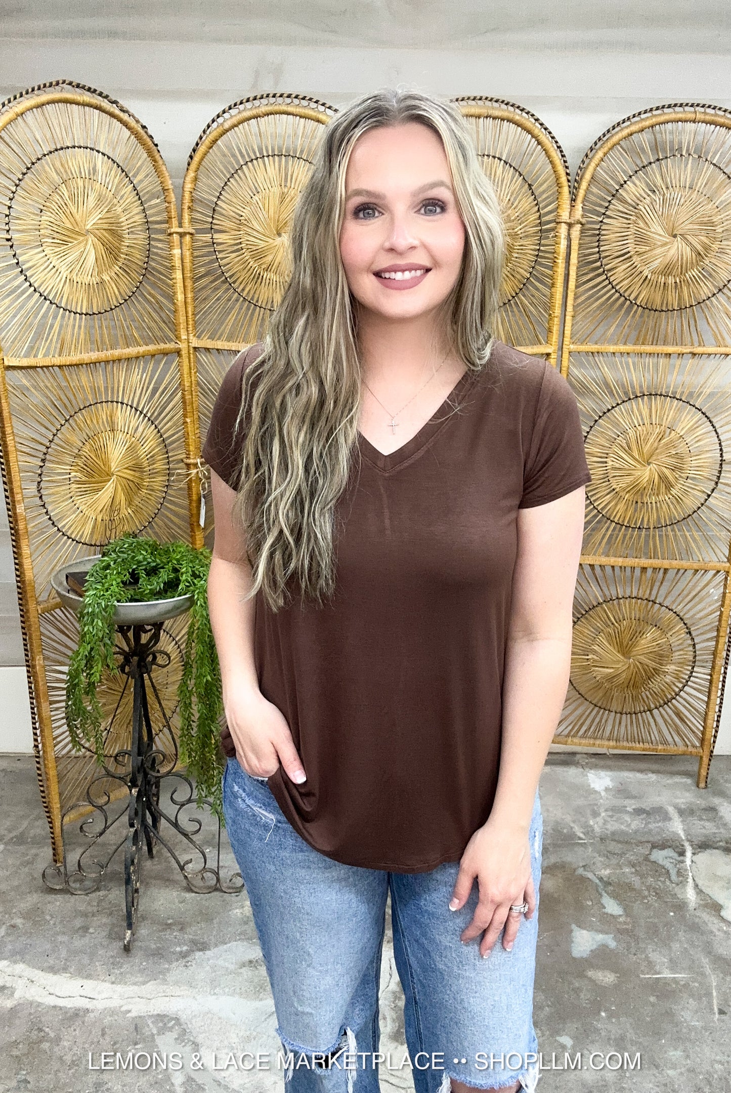 Brown Better Than Basic Vneck Top