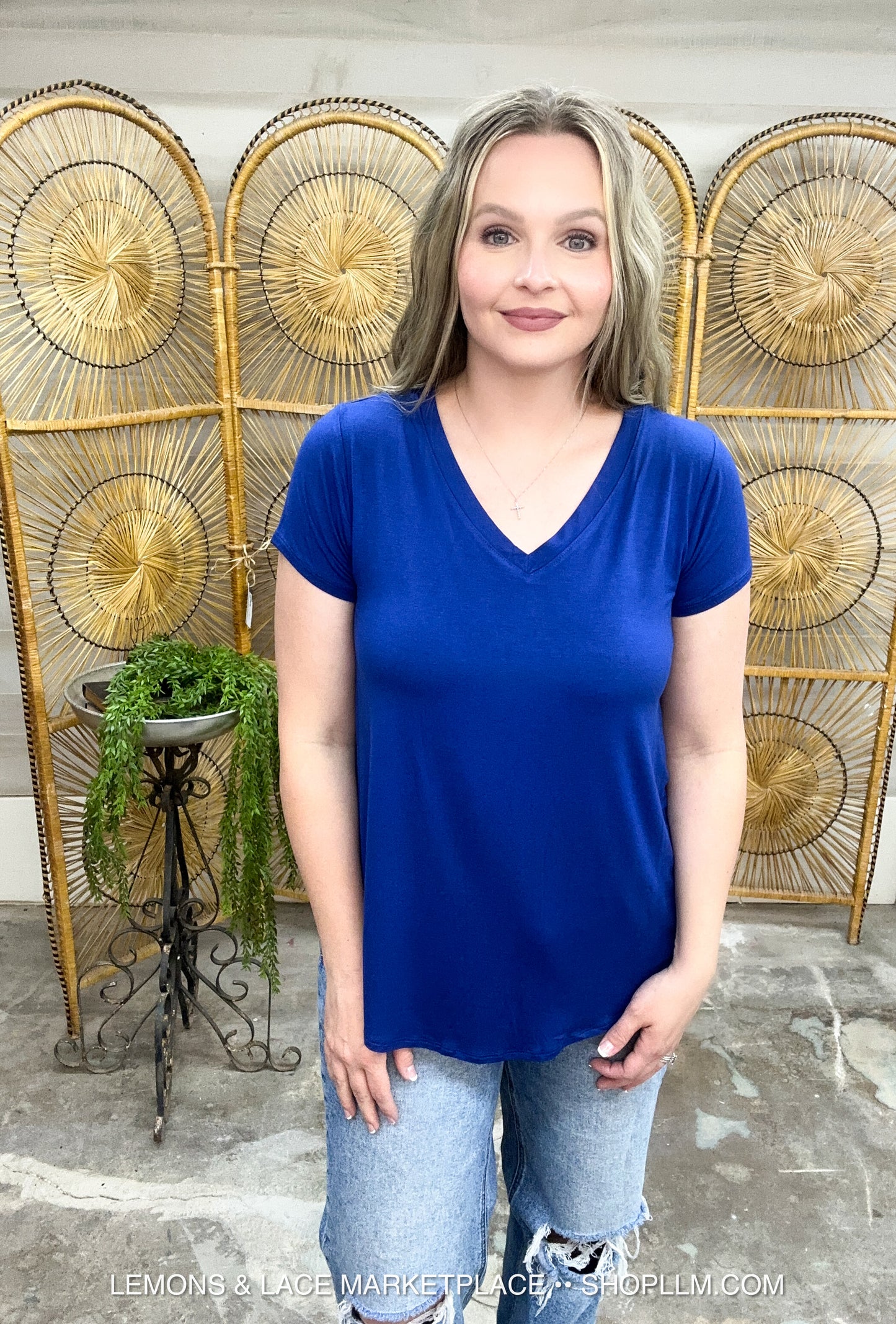 Lt. Navy Better Than Basic Vneck Top