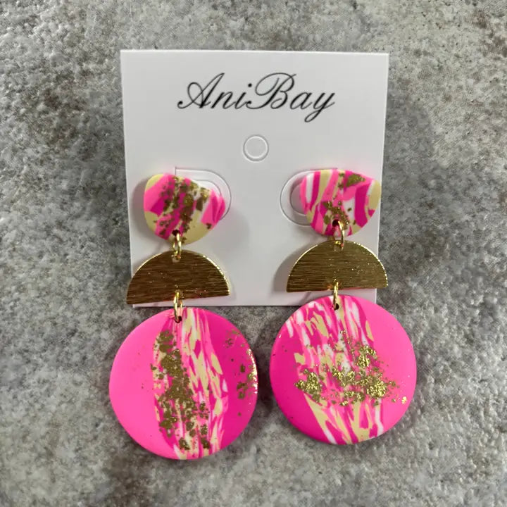 Pink & Gold Drop Earrings