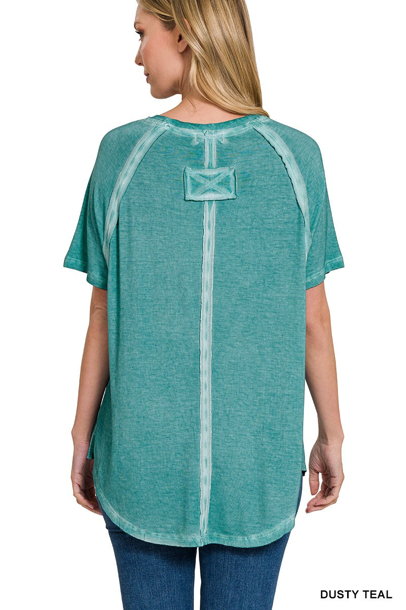 Washed Short Sleeve Top Kelly Green