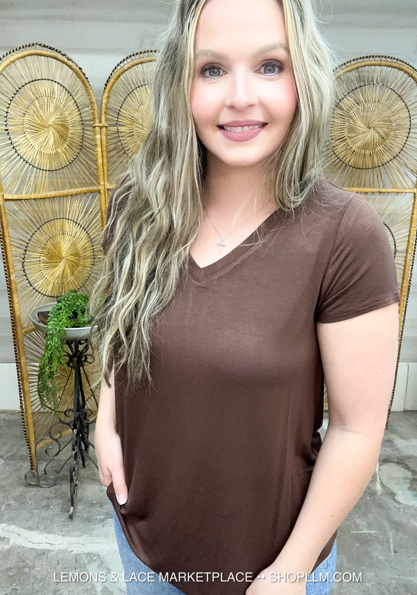 Brown Better Than Basic Vneck Top
