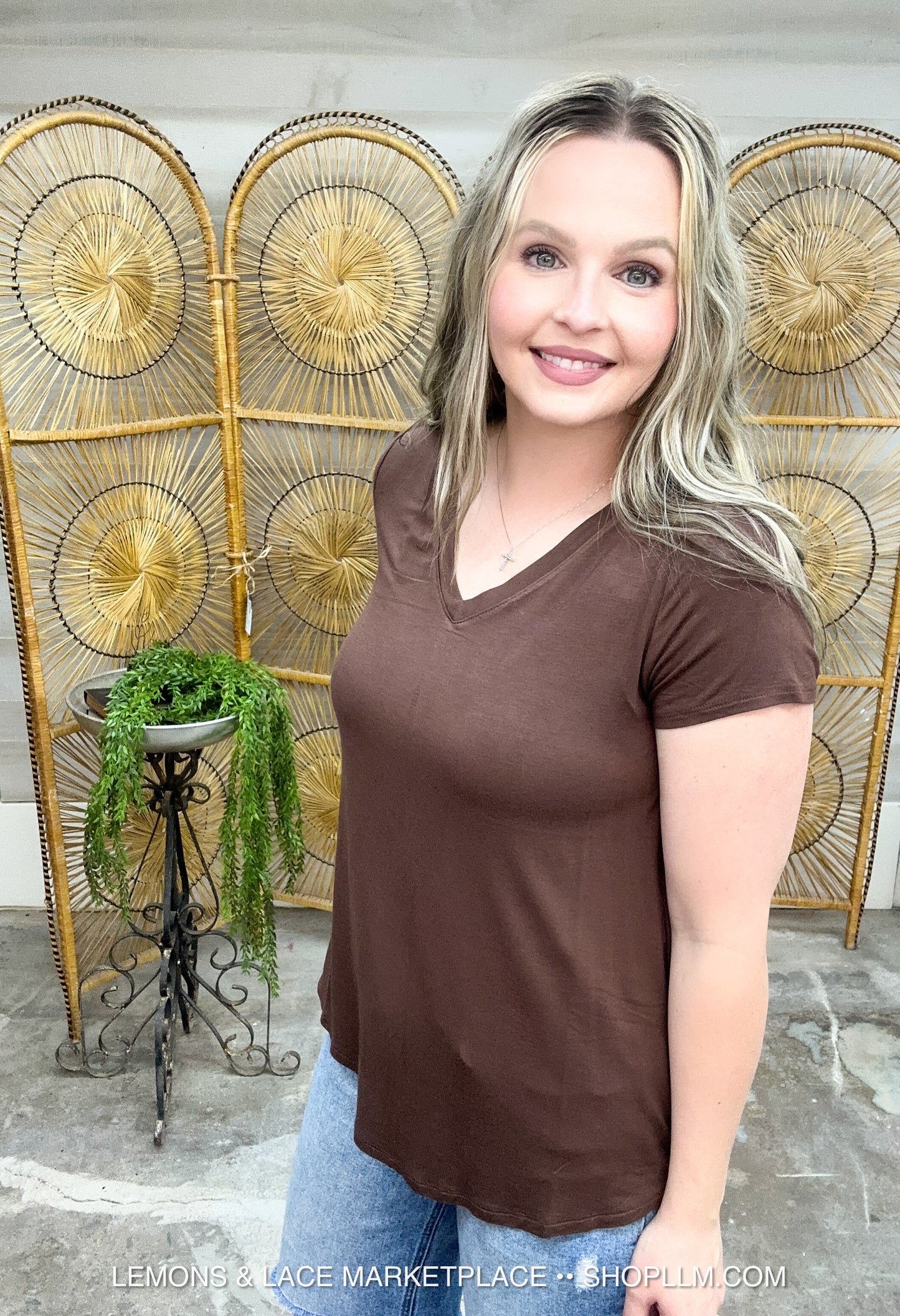 Brown Better Than Basic Vneck Top